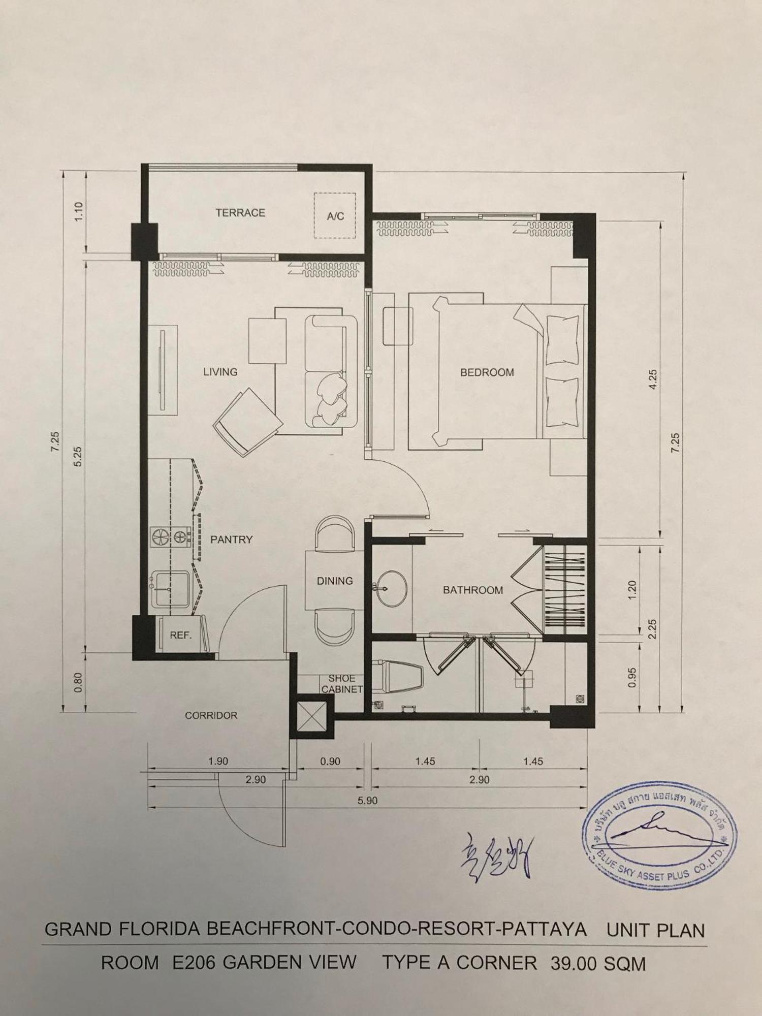 Grand Florida芭提雅带免费游泳池温泉桑拿浴和健身房瑜伽室私家海滩公寓e206 Na Chom Thian Eksteriør billede